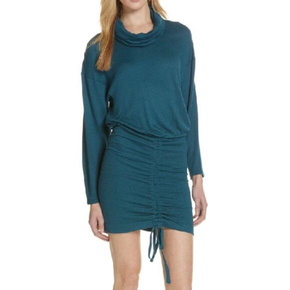 Free People  Dark Green Sundown Minidress size M - Picture 1 of 5